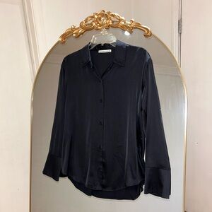 Abercrombie & Fitch Black Satin Button Down Shirt